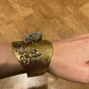 Alexis bittar crouching fox cuff 18-karat gold plate bracelet